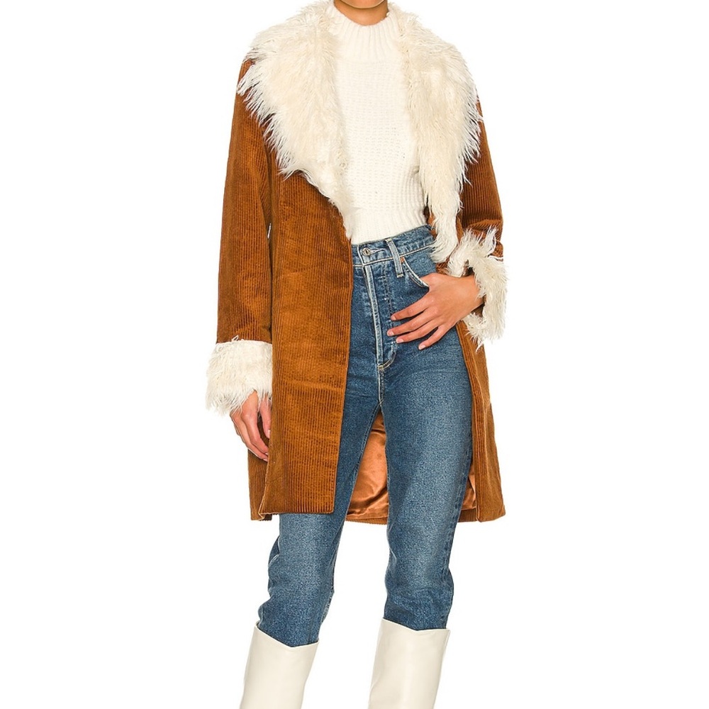 Show Me Your MuMu Tan and Cream Teddy Jacket